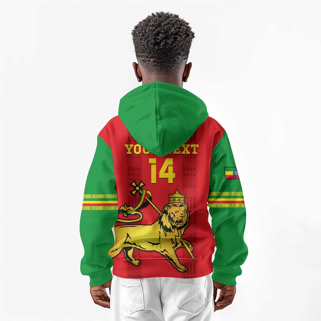 Custom Ethiopia Football Kid Hoodie 2024 Go Champions Walia Ibex