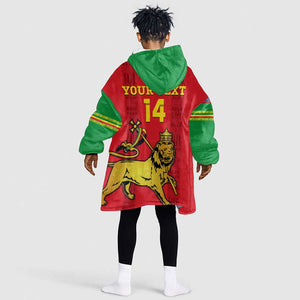Custom Ethiopia Football KId Wearable Blanket Hoodie 2024 Go Champions Walia Ibex