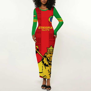 Custom Ethiopia Football Long Sleeve Bodycon Dress 2024 Go Champions Walia Ibex LT14