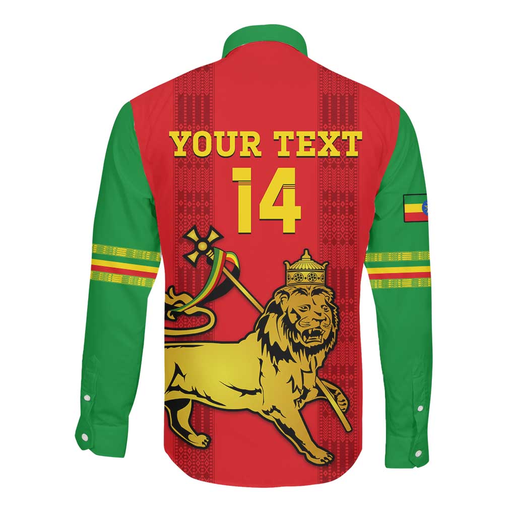 Custom Ethiopia Football Long Sleeve Button Shirt 2024 Go Champions Walia Ibex