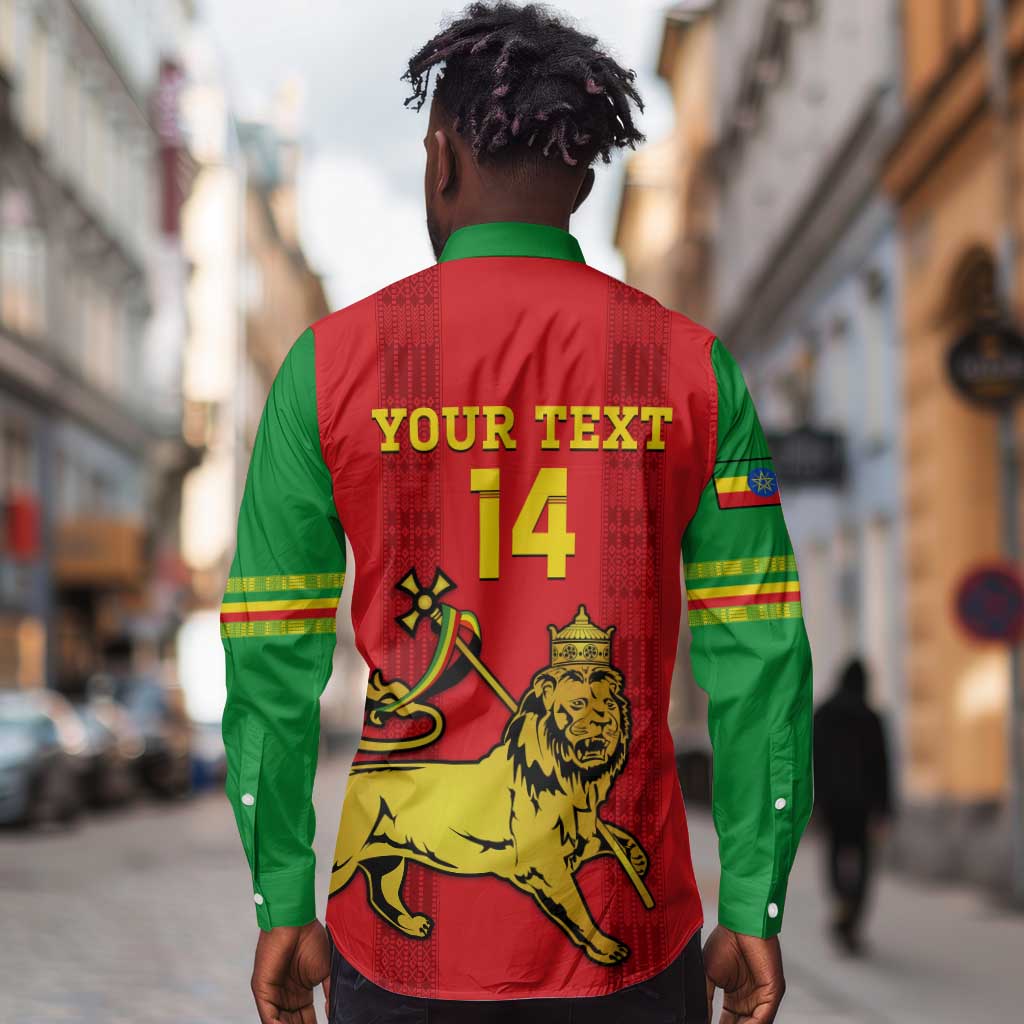 Custom Ethiopia Football Long Sleeve Button Shirt 2024 Go Champions Walia Ibex