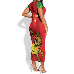 Custom Ethiopia Football Short Sleeve Bodycon Dress 2024 Go Champions Walia Ibex LT14