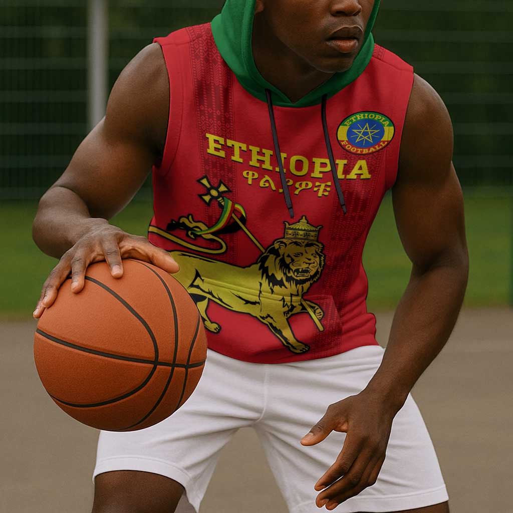 Custom Ethiopia Football Sleeveless Hoodie 2024 Go Champions Walia Ibex - African Pride