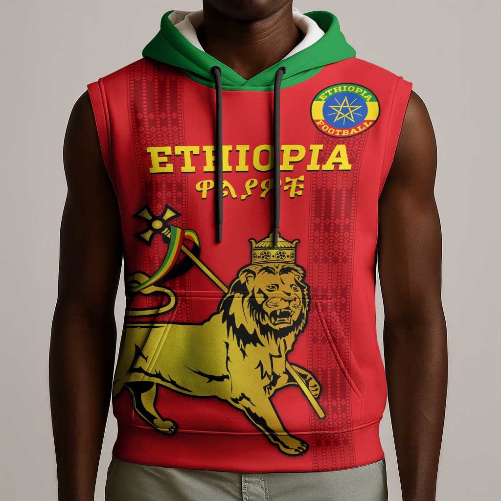 Custom Ethiopia Football Sleeveless Hoodie 2024 Go Champions Walia Ibex - African Pride
