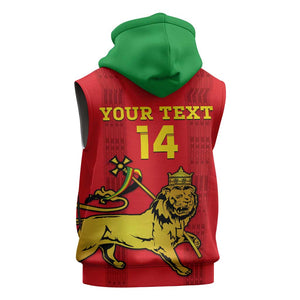 Custom Ethiopia Football Sleeveless Zip Hoodie 2024 Go Champions Walia Ibex - African Pride