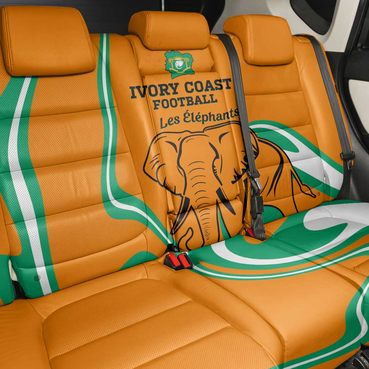 Ivory Coast Football Back Car Seat Cover 2024 Go Champions Les Elephants