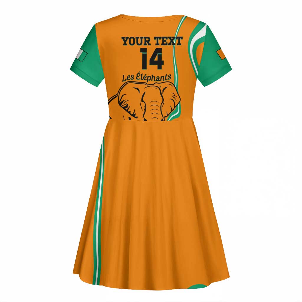 Custom Ivory Coast Football Kid Short Sleeve Dress 2024 Go Champions Les Elephants