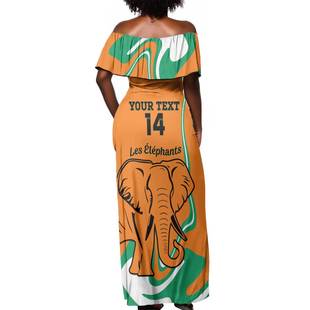 Custom Ivory Coast Football Off Shoulder Maxi Dress 2024 Go Champions Les Elephants