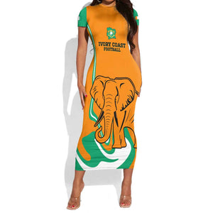 Custom Ivory Coast Football Short Sleeve Bodycon Dress 2024 Go Champions Les Elephants LT14