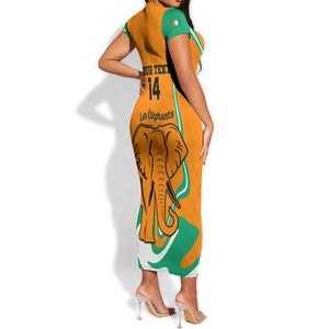 Custom Ivory Coast Football Short Sleeve Bodycon Dress 2024 Go Champions Les Elephants LT14
