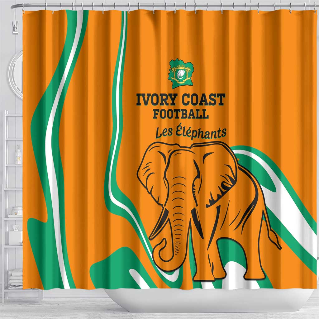 Ivory Coast Football Shower Curtain 2024 Go Champions Les Elephants