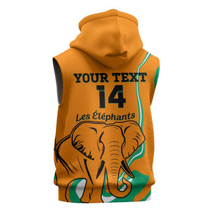 Custom Ivory Coast Football Sleeveless Hoodie 2024 Go Champions Les Elephants - African Pride