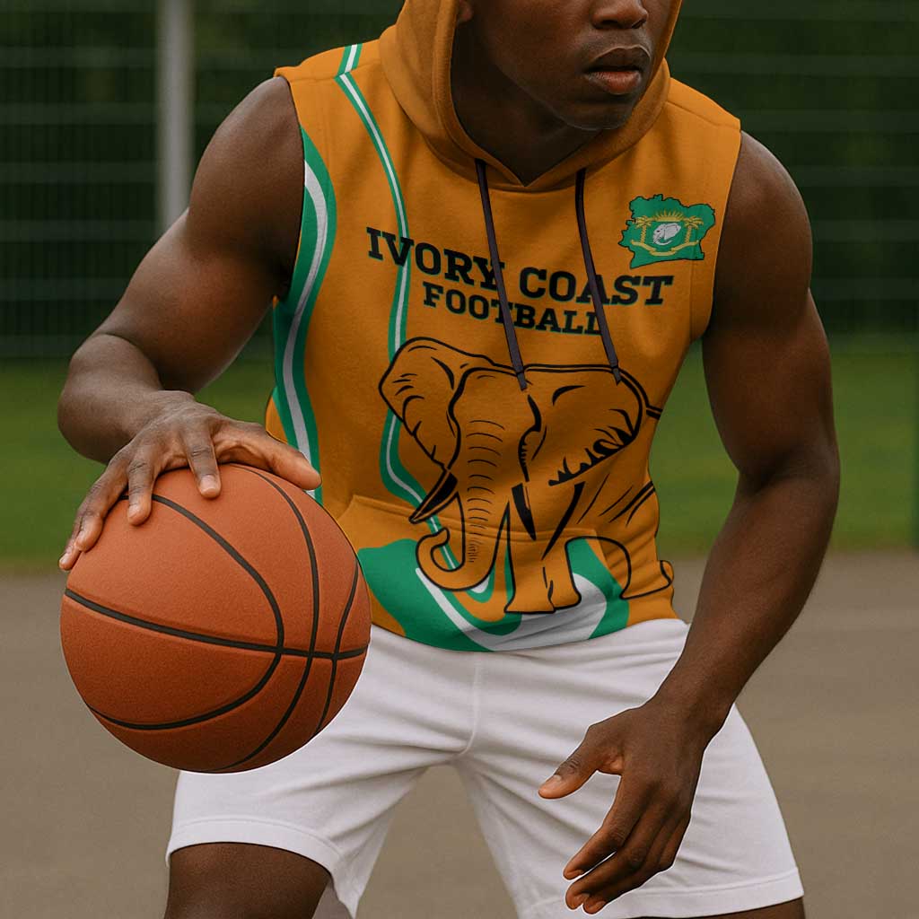 Custom Ivory Coast Football Sleeveless Hoodie 2024 Go Champions Les Elephants - African Pride