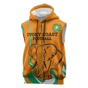 Custom Ivory Coast Football Sleeveless Zip Hoodie 2024 Go Champions Les Elephants - African Pride