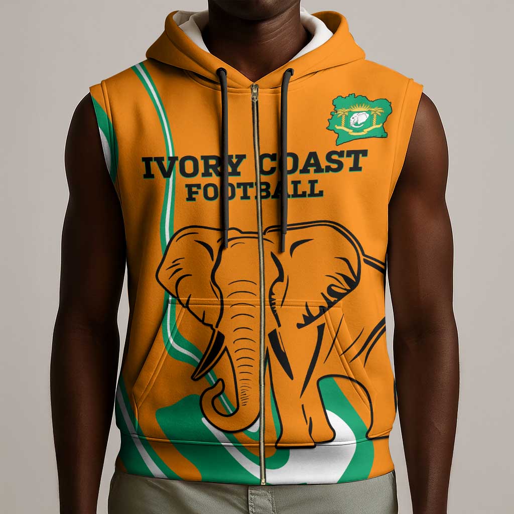 Custom Ivory Coast Football Sleeveless Zip Hoodie 2024 Go Champions Les Elephants - African Pride