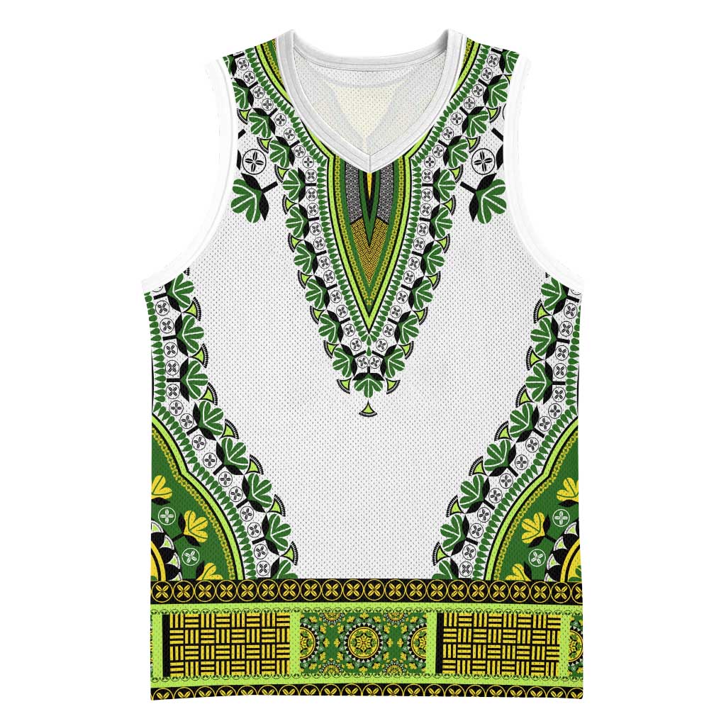 Africa Basketball Jersey African Dashiki Royal Green Version - African Pride