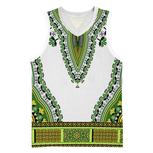Africa Basketball Jersey African Dashiki Royal Green Version - African Pride