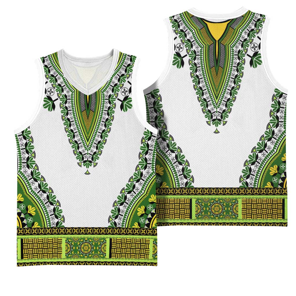 Africa Basketball Jersey African Dashiki Royal Green Version - African Pride