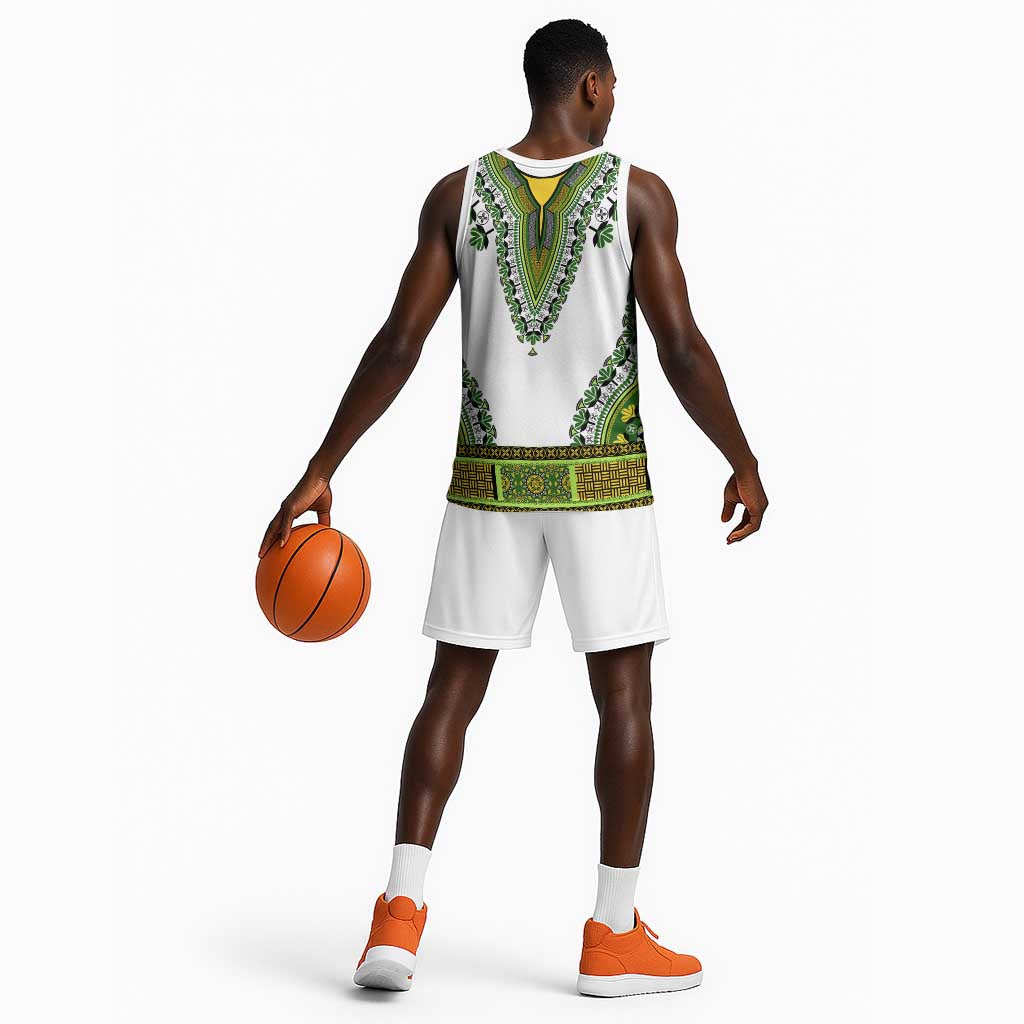 Africa Basketball Jersey African Dashiki Royal Green Version - African Pride