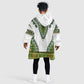 Africa KId Wearable Blanket Hoodie African Dashiki Royal Green Version