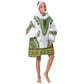 Africa KId Wearable Blanket Hoodie African Dashiki Royal Green Version