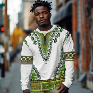 Africa Long Sleeve Shirt African Dashiki Royal Green Version LT14