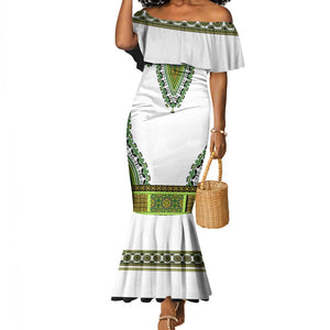 Africa Mermaid Dress African Dashiki Royal Green Version