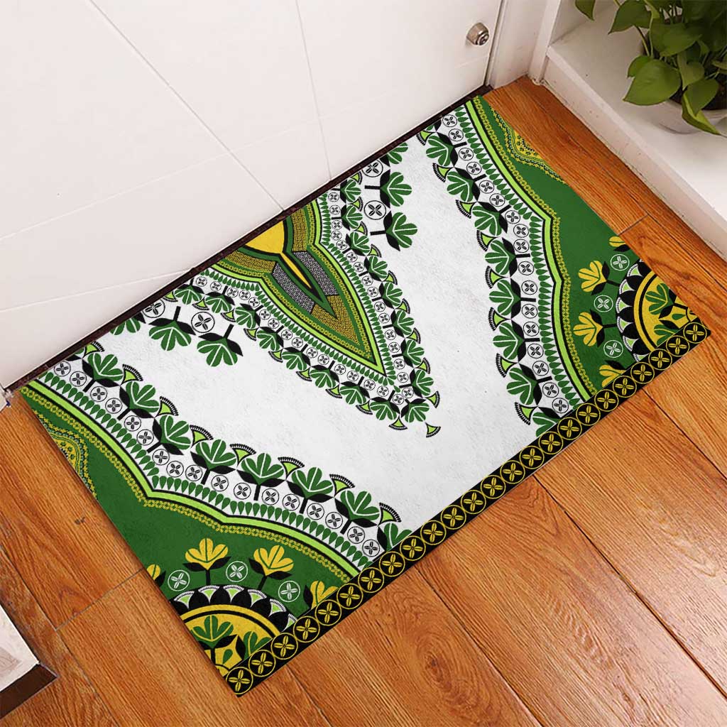Africa Rubber Doormat African Dashiki Royal Green Version