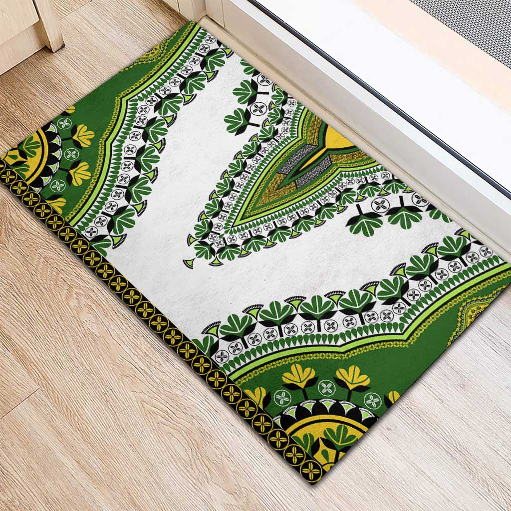 Africa Rubber Doormat African Dashiki Royal Green Version