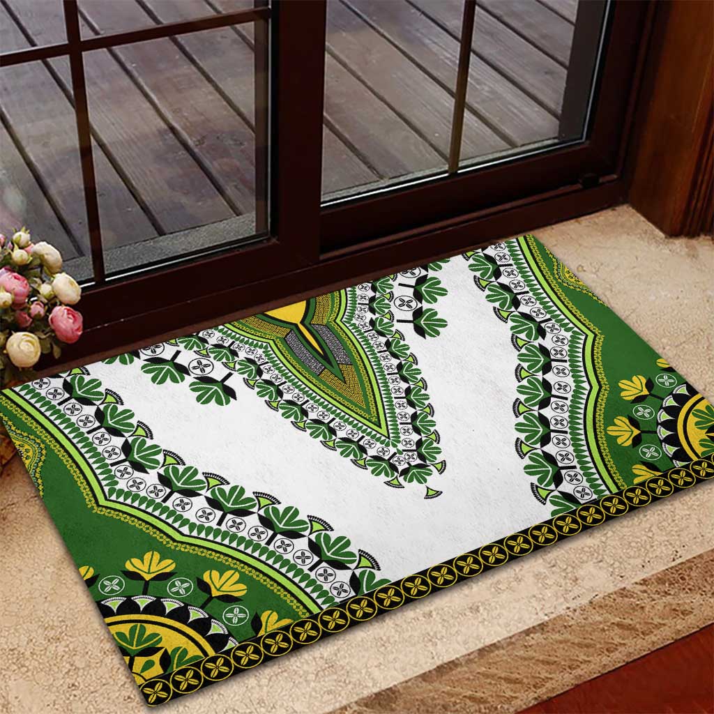 Africa Rubber Doormat African Dashiki Royal Green Version