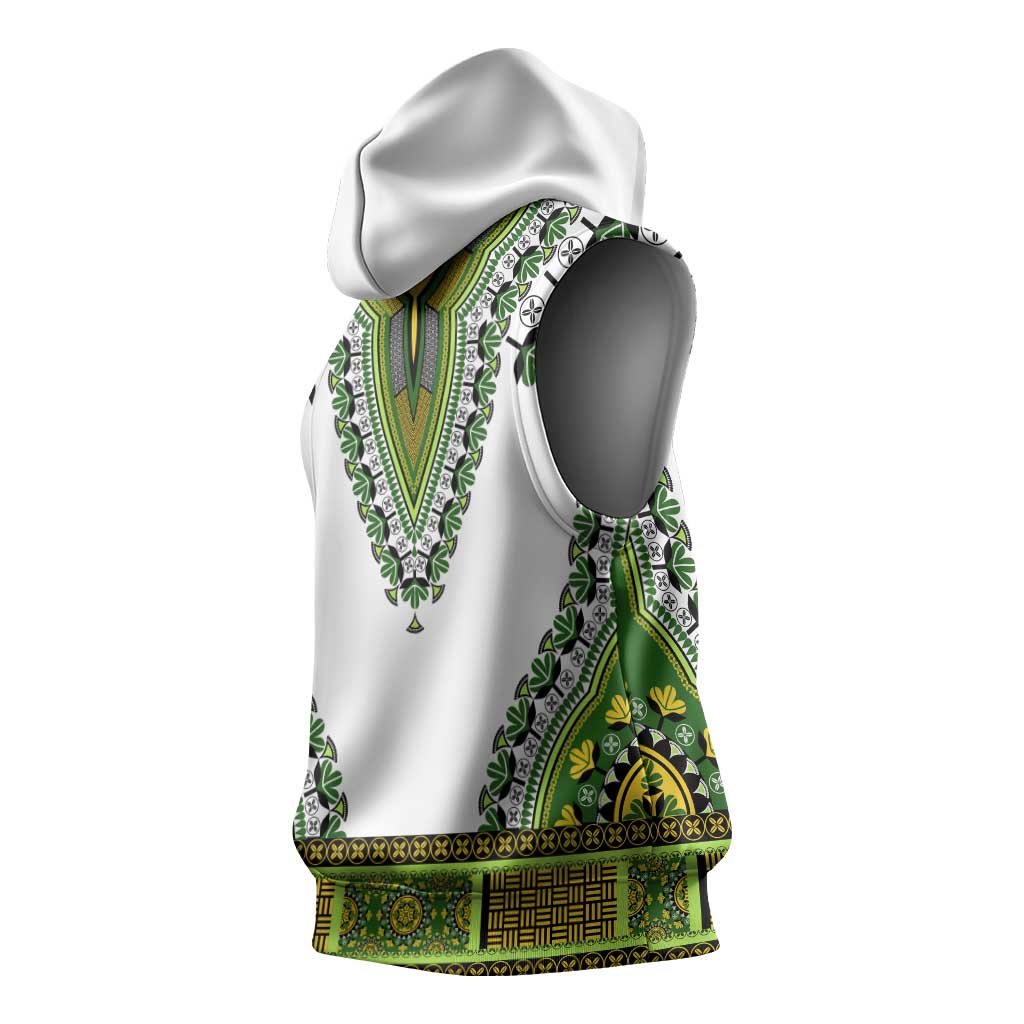 Africa Sleeveless Hoodie African Dashiki Royal Green Version - African Pride