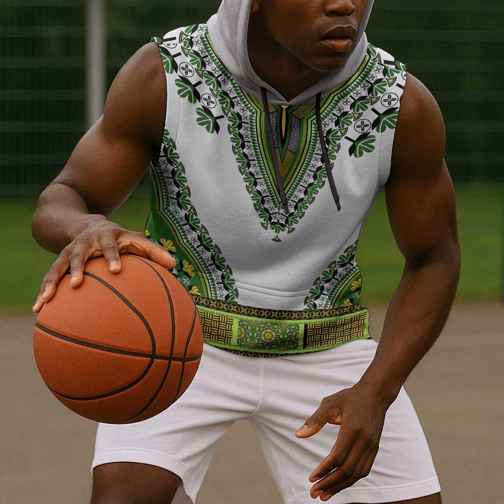 Africa Sleeveless Hoodie African Dashiki Royal Green Version - African Pride