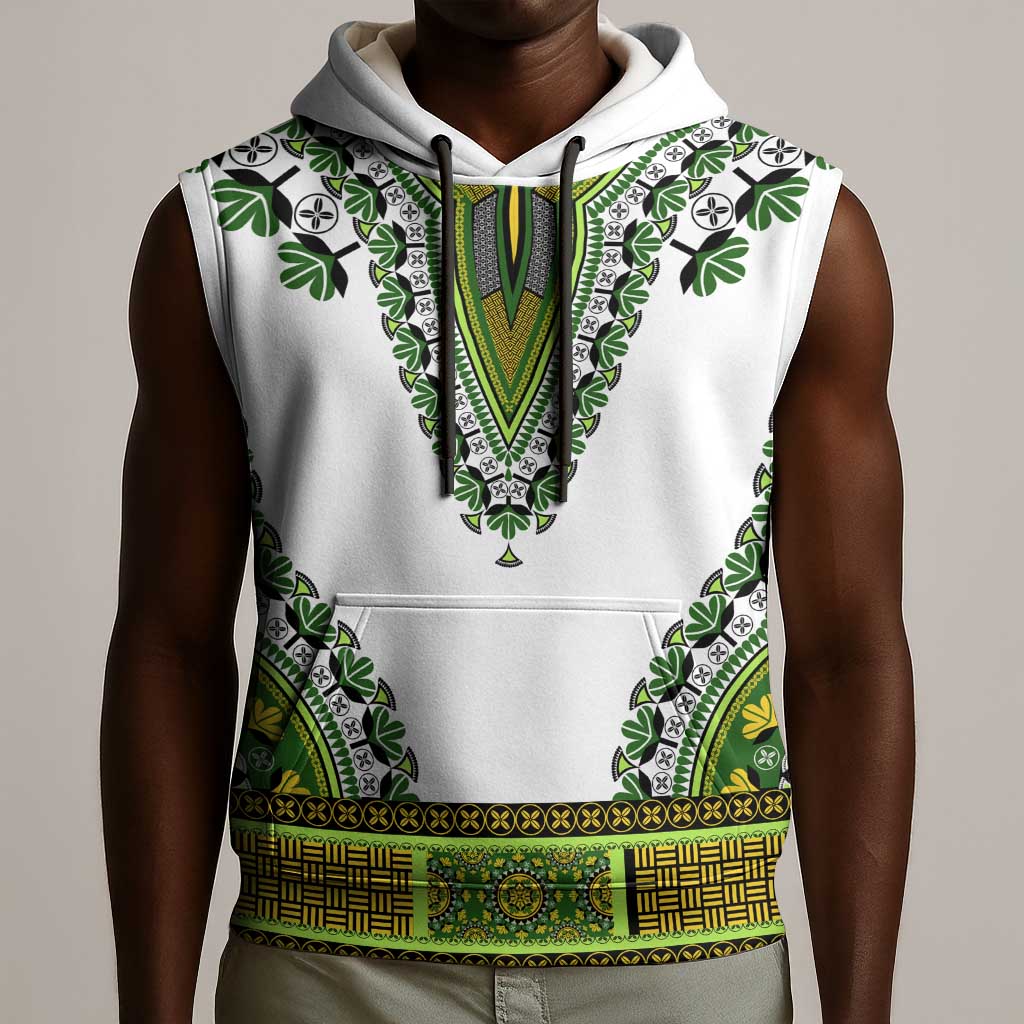 Africa Sleeveless Hoodie African Dashiki Royal Green Version - African Pride