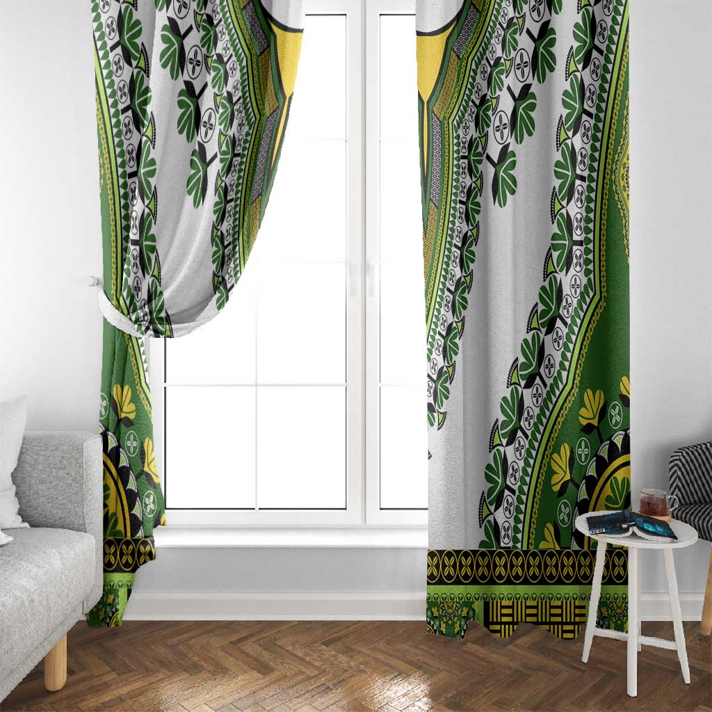 Africa Window Curtain African Dashiki Royal Green Version