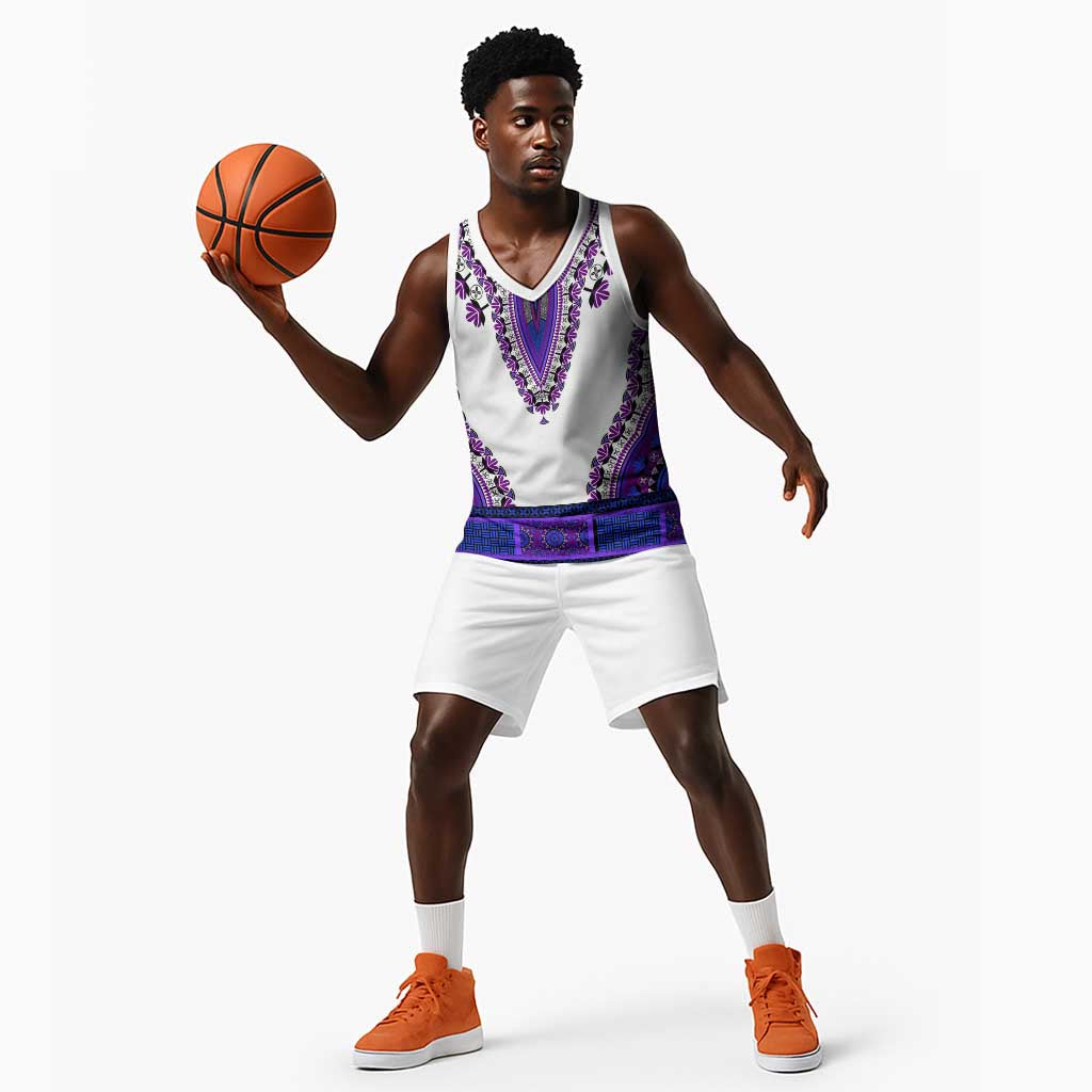 Africa Basketball Jersey African Dashiki Royal Purple Version - African Pride