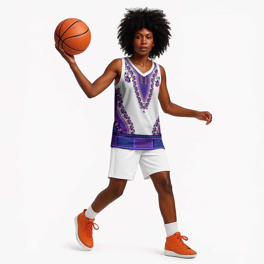 Africa Basketball Jersey African Dashiki Royal Purple Version - African Pride