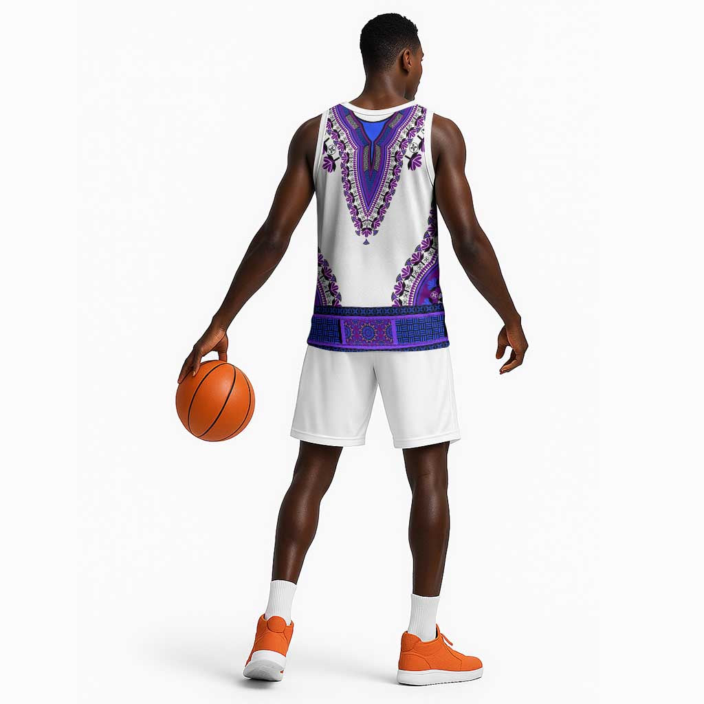 Africa Basketball Jersey African Dashiki Royal Purple Version - African Pride