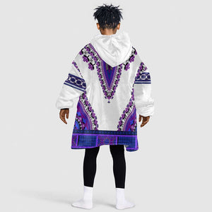 Africa KId Wearable Blanket Hoodie African Dashiki Royal Purple Version