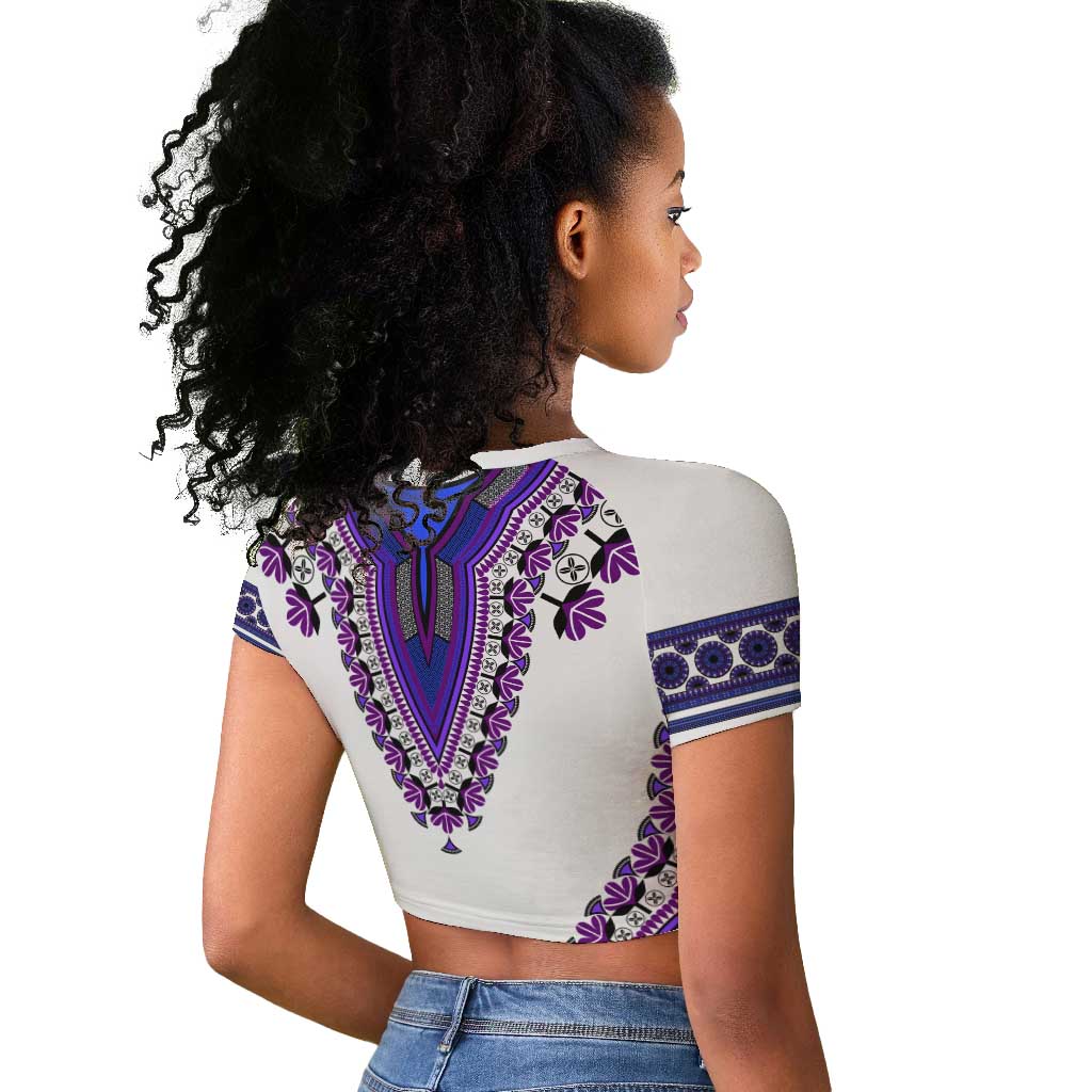 Africa Raglan Cropped T shirt African Dashiki Royal Purple Version