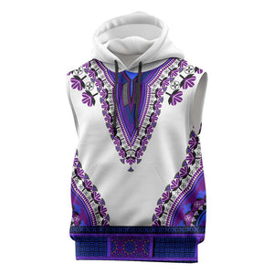 Africa Sleeveless Hoodie African Dashiki Royal Purple Version - African Pride