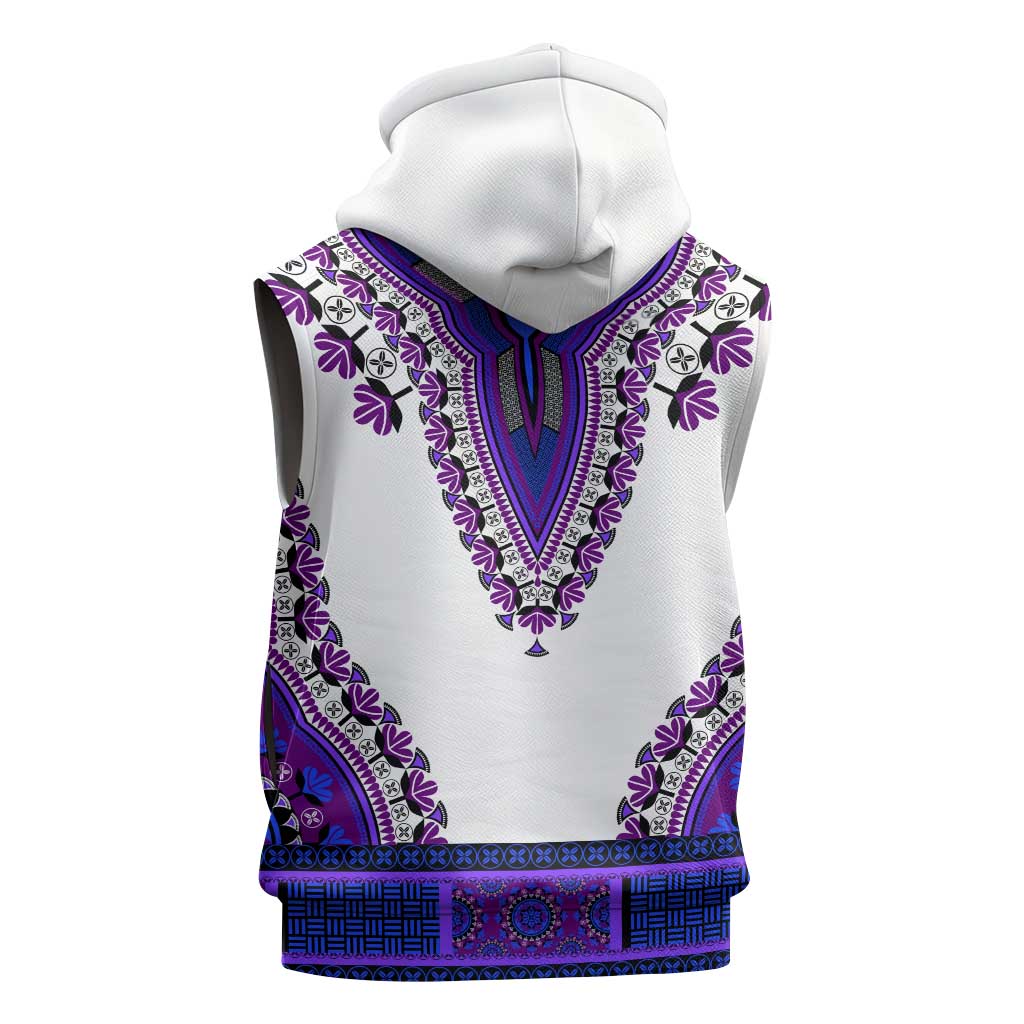 Africa Sleeveless Hoodie African Dashiki Royal Purple Version - African Pride