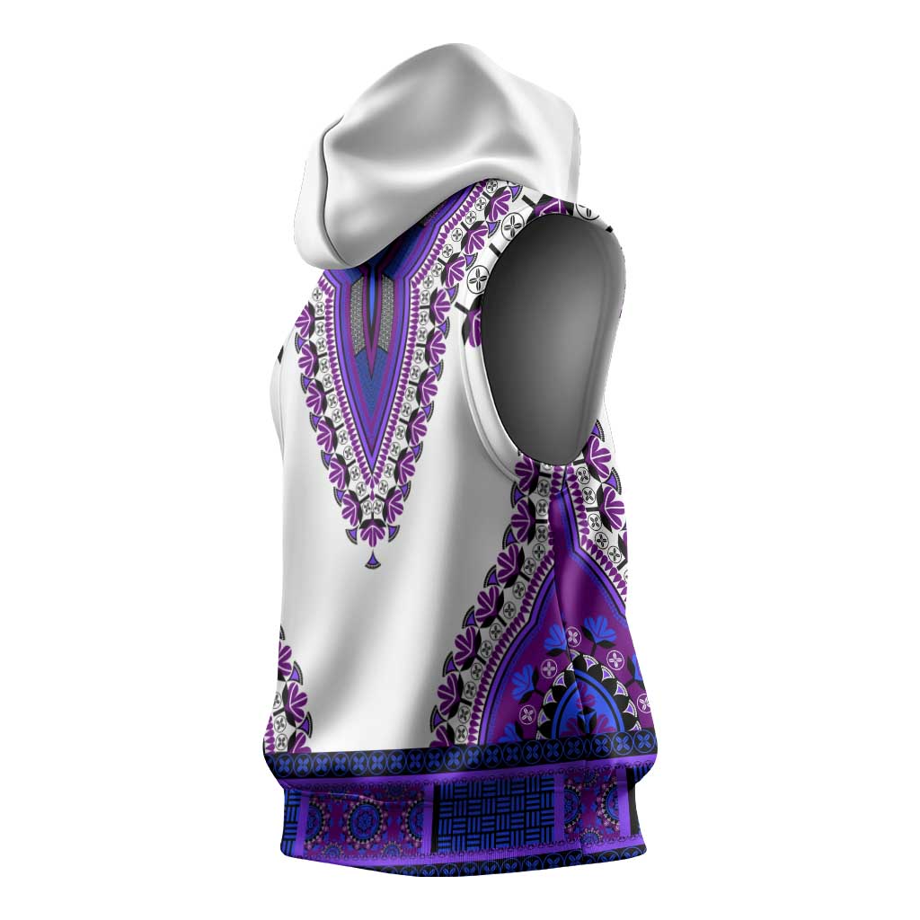 Africa Sleeveless Hoodie African Dashiki Royal Purple Version - African Pride