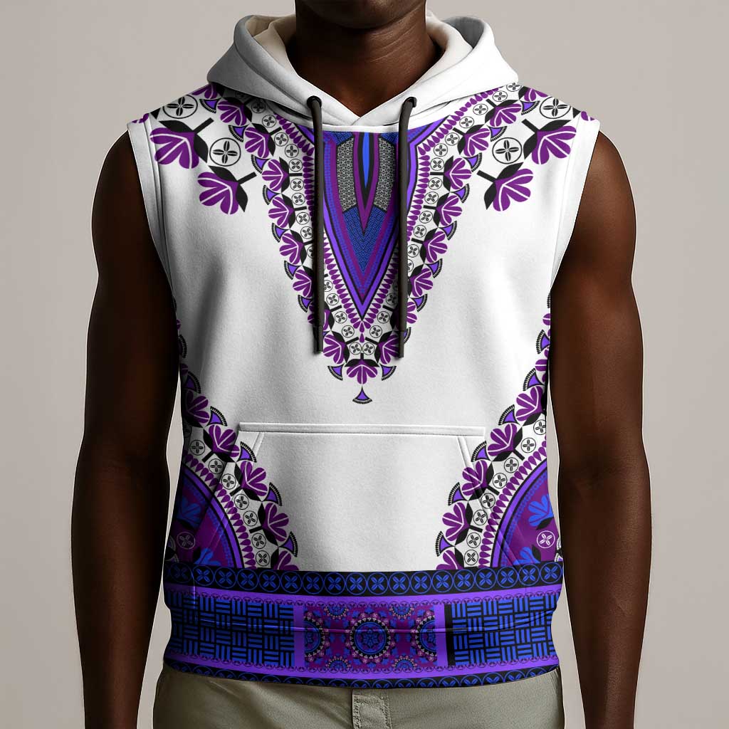 Africa Sleeveless Hoodie African Dashiki Royal Purple Version - African Pride