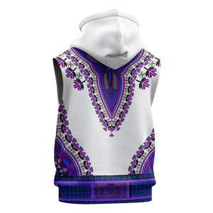 Africa Sleeveless Zip Hoodie African Dashiki Royal Purple Version - African Pride