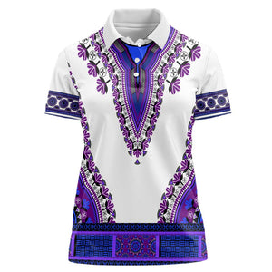 Africa Women Polo Shirt African Dashiki Royal Purple Version