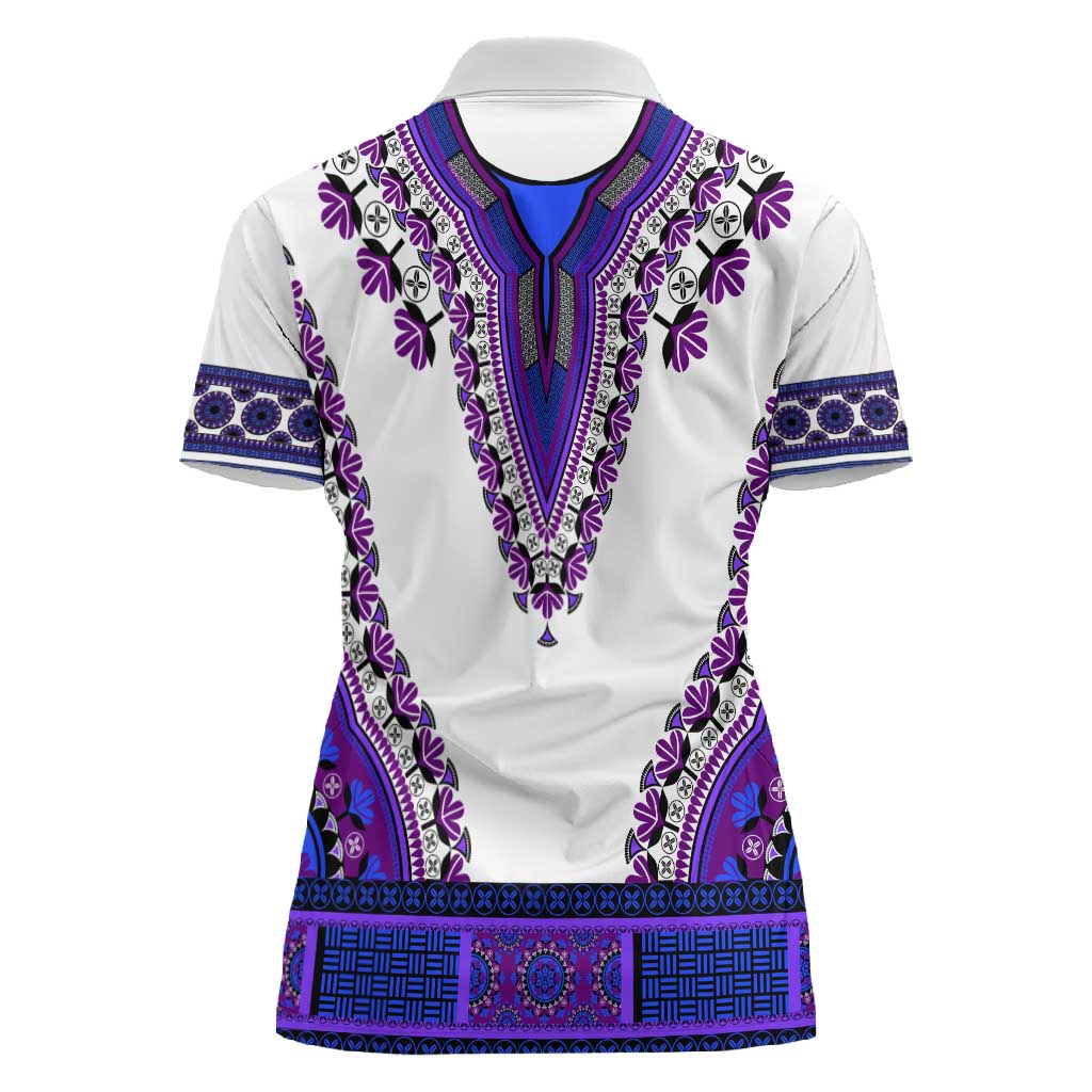 Africa Women Polo Shirt African Dashiki Royal Purple Version