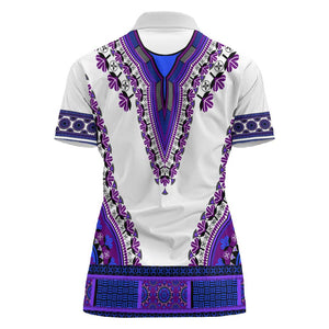 Africa Women Polo Shirt African Dashiki Royal Purple Version