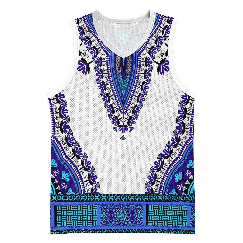 Africa Basketball Jersey African Dashiki Royal Blue Version - African Pride