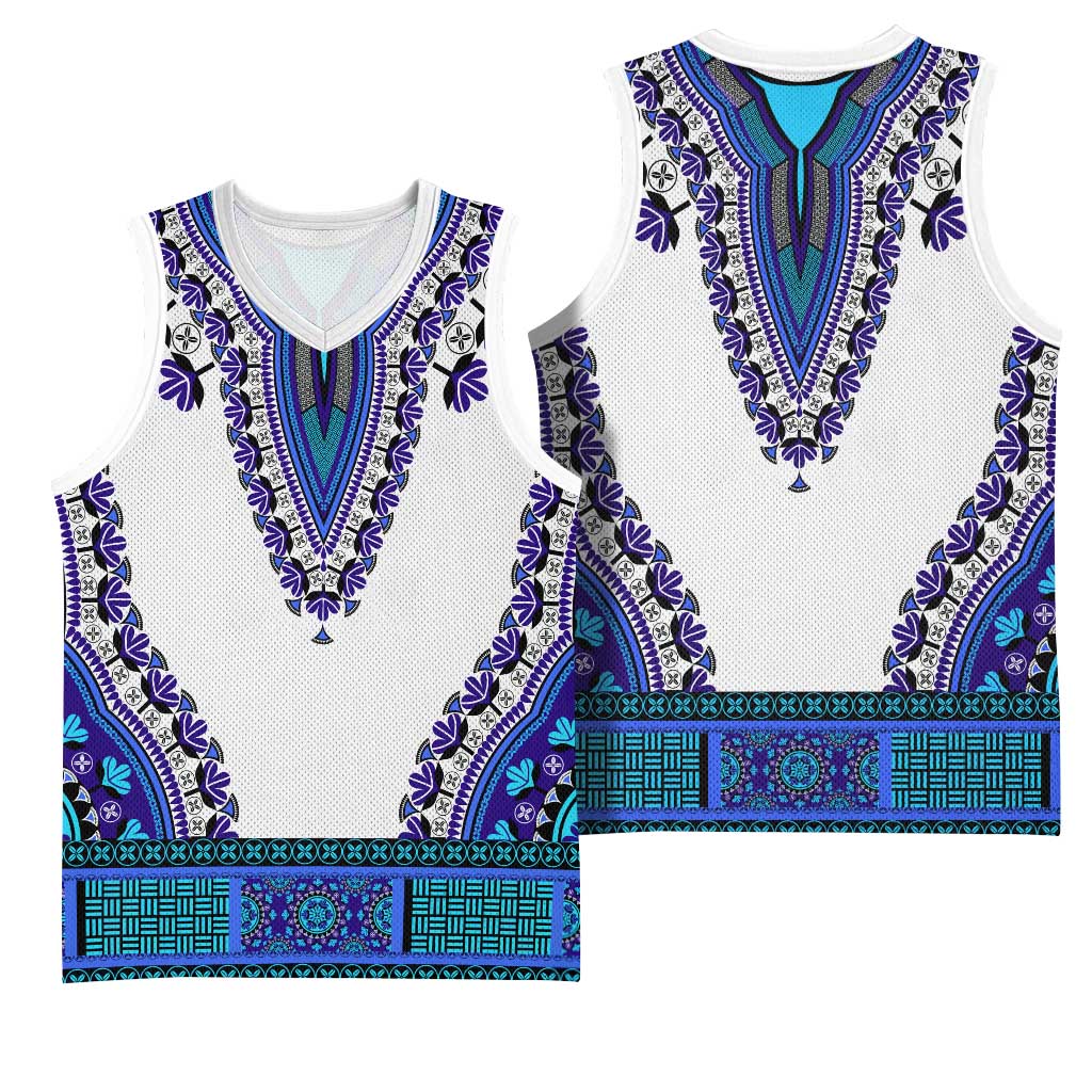 Africa Basketball Jersey African Dashiki Royal Blue Version - African Pride