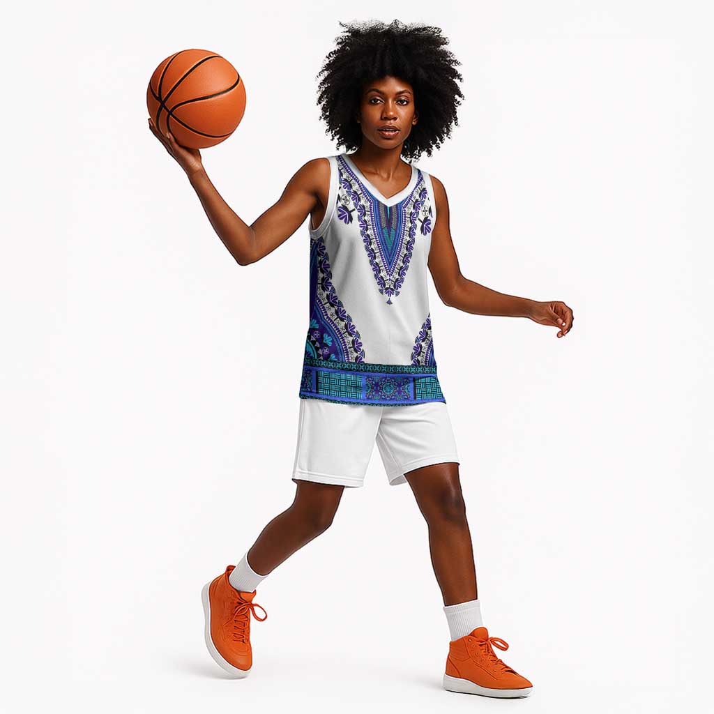 Africa Basketball Jersey African Dashiki Royal Blue Version - African Pride
